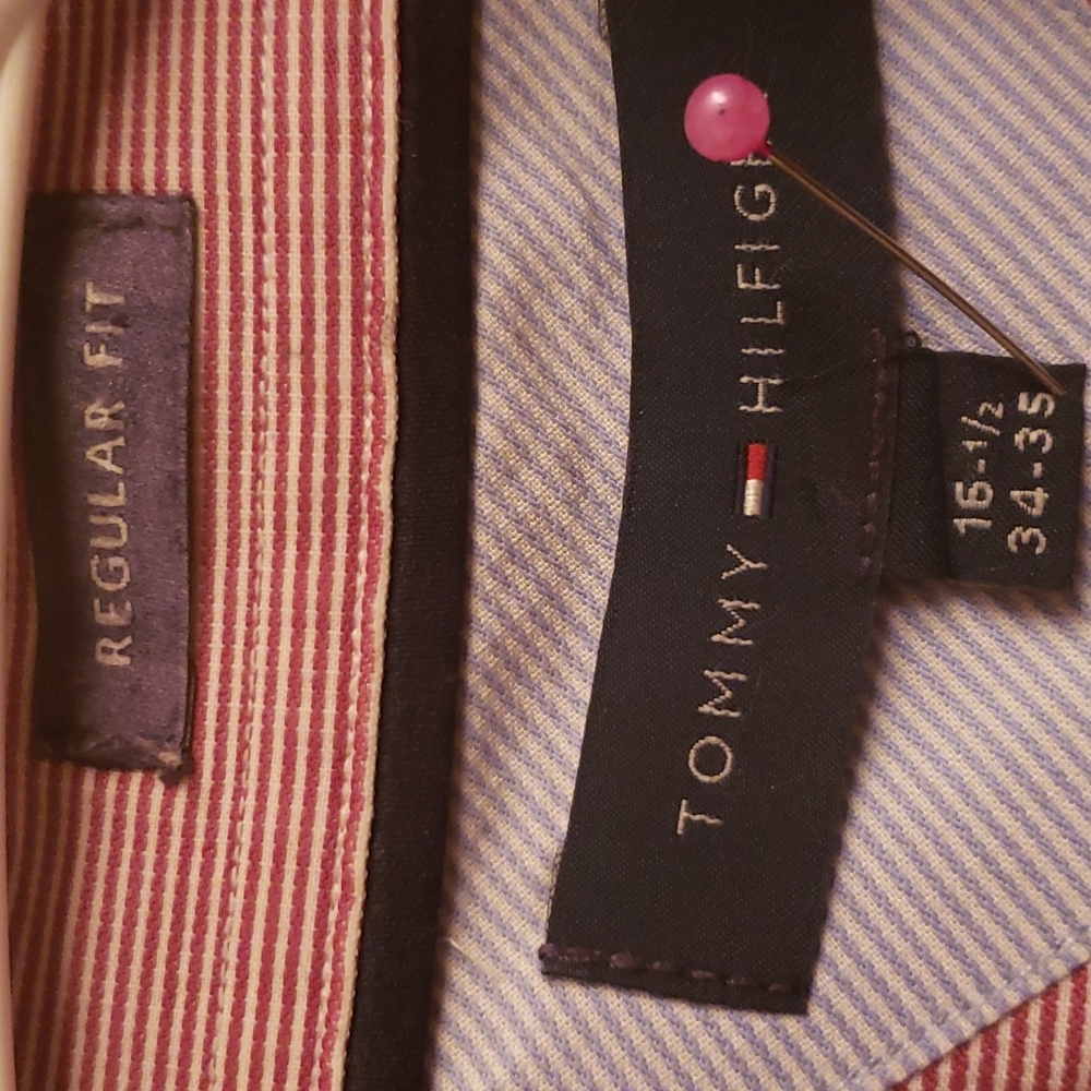 Tommy Hilfiger Striped RED Dress SHRIT - Picture 2 of 3